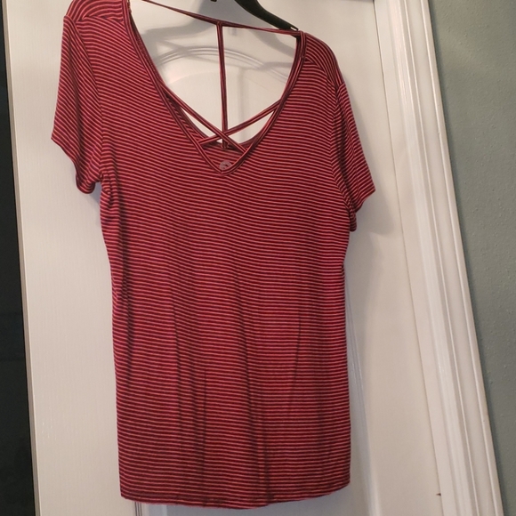 Tops - Cute Striped Shirt with Criss Cross on the Front